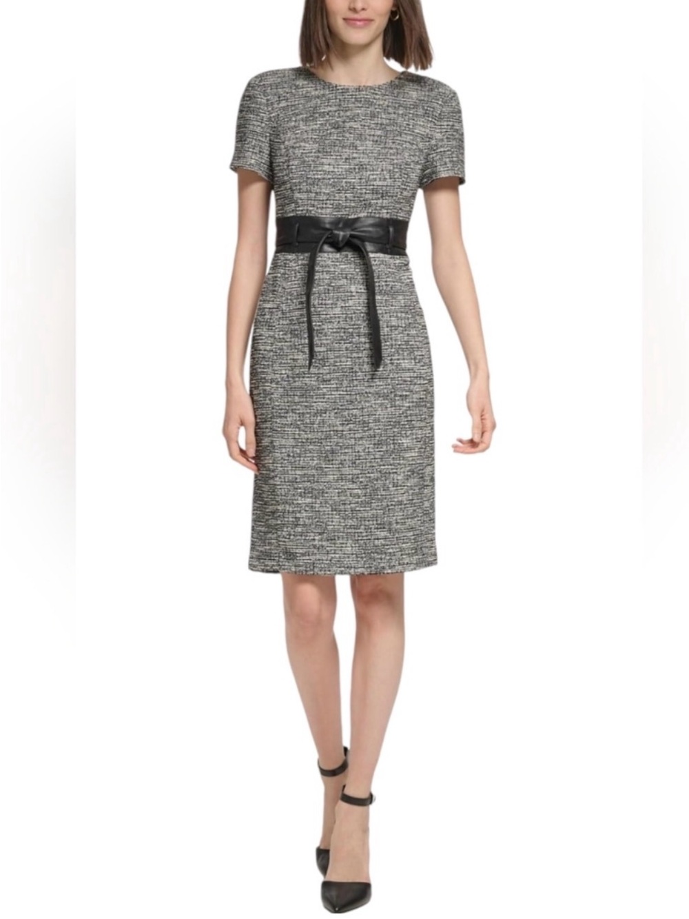 Calvin Klein Black & White Tweed Dress